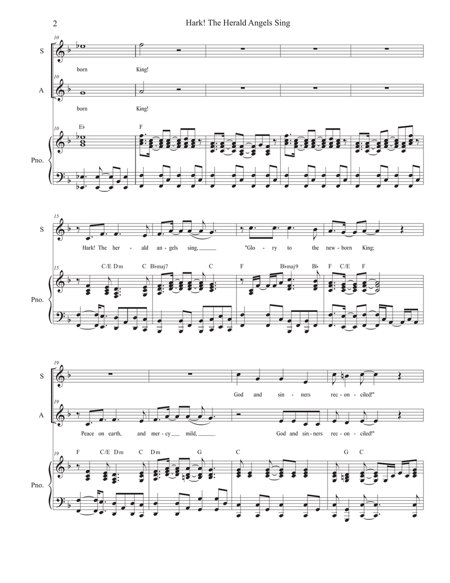 Hark! The Herald Angels Sing (Duet for Soprano and Alto Solo) Alto Voice scores gallery preview page 2