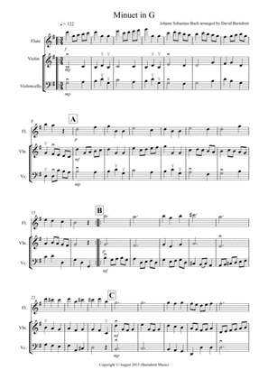 Book cover for Minuet in G for Flute, Violin and Cello
