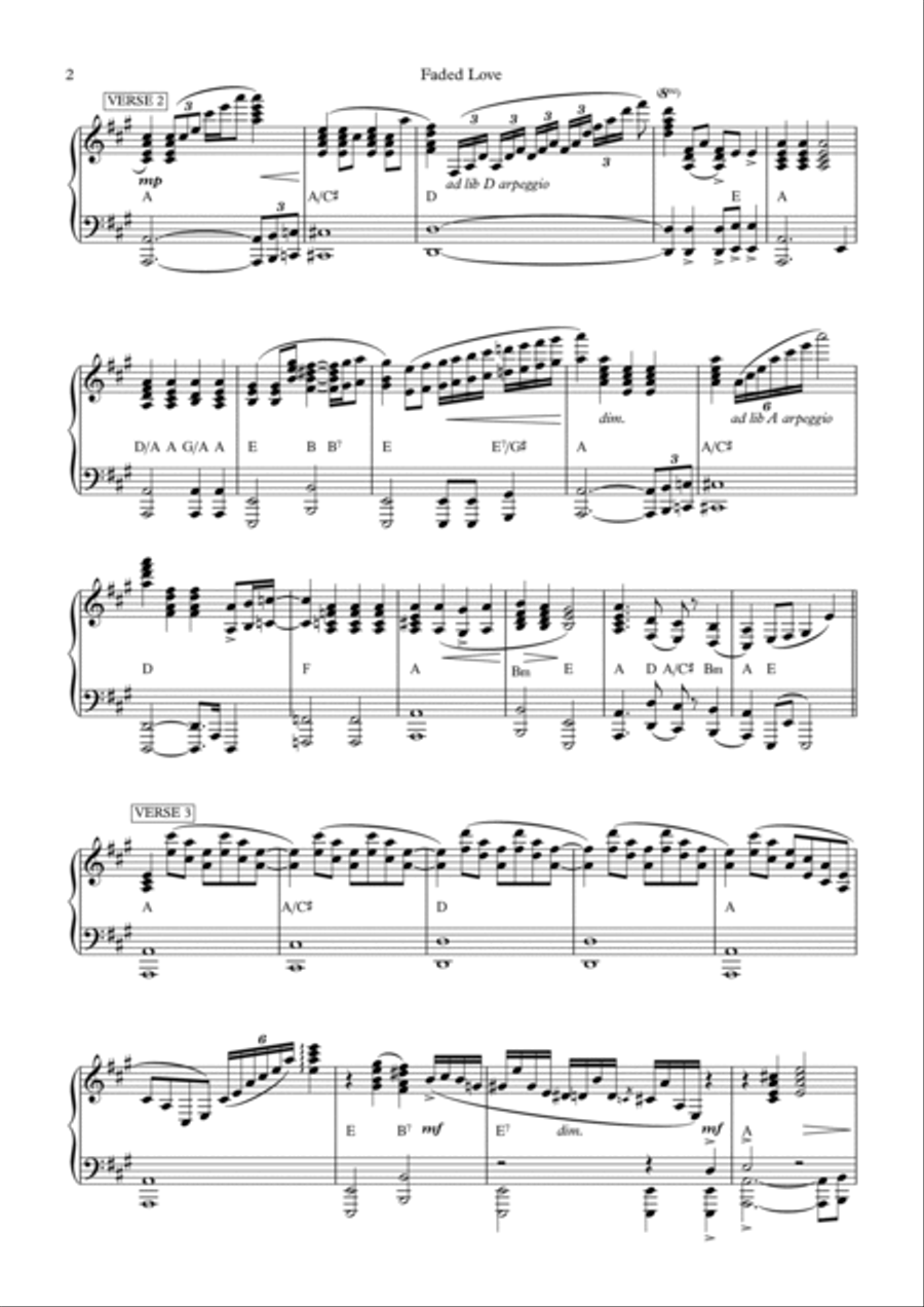 Faded Love Piano Solo scores gallery preview page 2