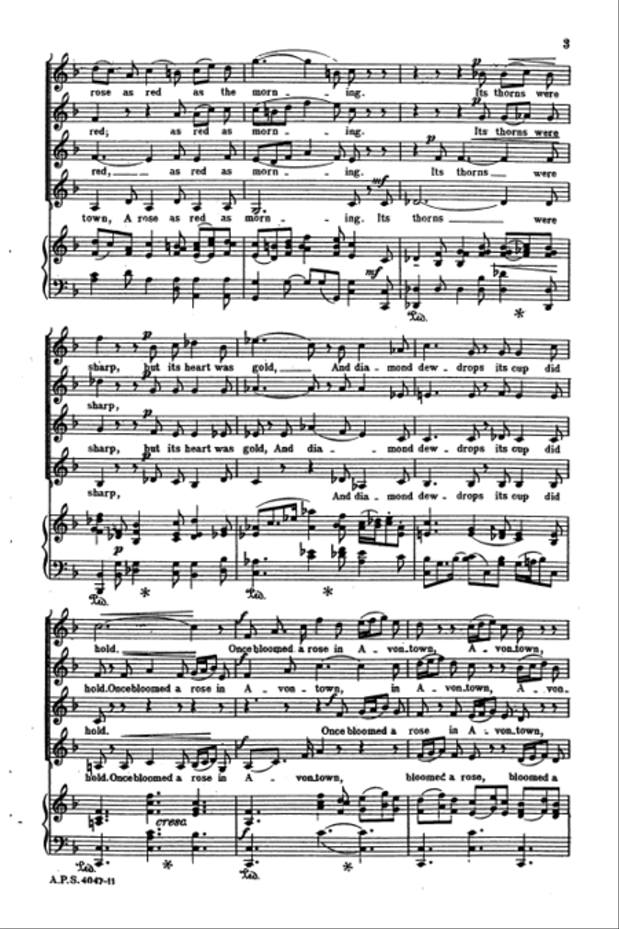 The Rose of Avontown, Op. 30 SSAA scores gallery preview page 3
