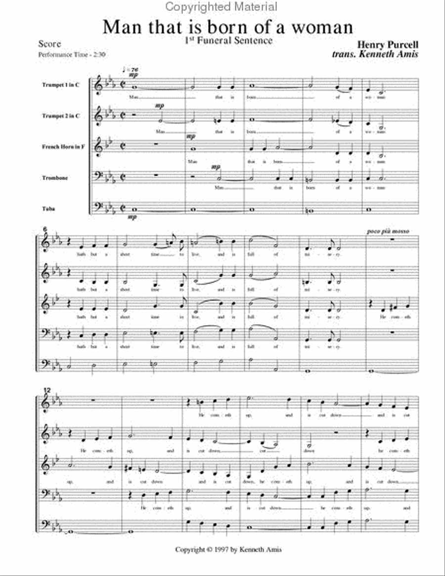 Man that is born of a woman Brass Quintet scores gallery preview page 2