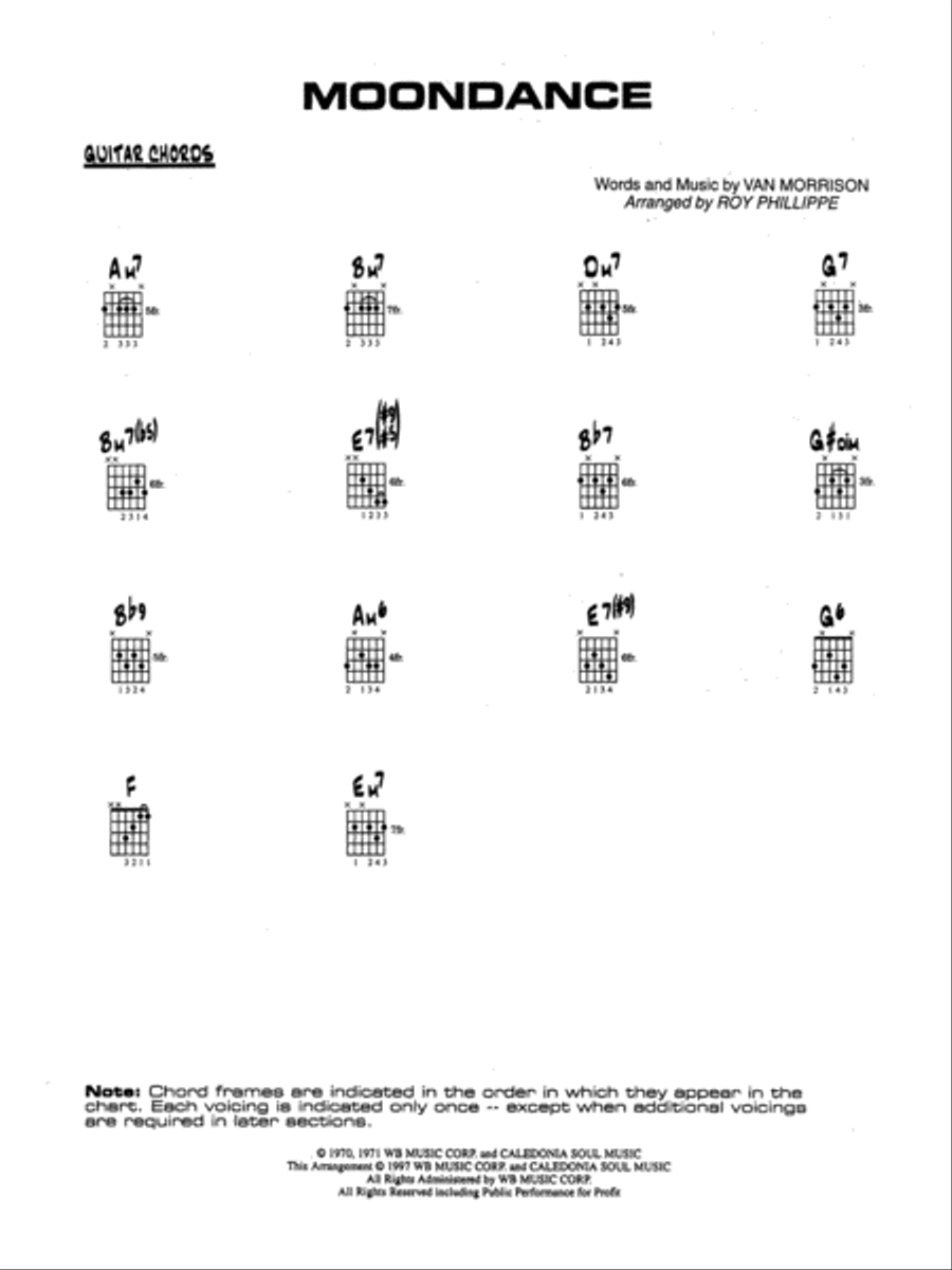 Moondance: Guitar Chords Jazz Ensemble scores gallery preview page 1
