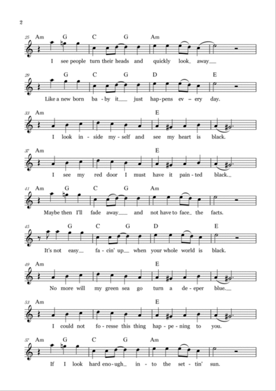 Paint It, Black Easy Piano scores gallery preview page 2