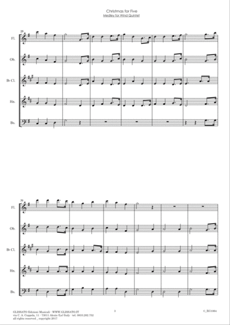 Christmas for Five - Woodwind Quintet (score & parts) image number null