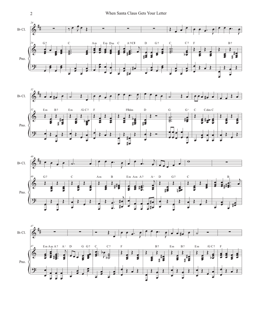 When Santa Claus Gets Your Letter Clarinet Solo scores gallery preview page 2