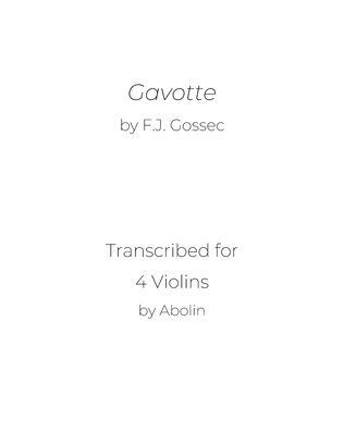 Book cover for Gossec: Gavotte - Violin Quartet