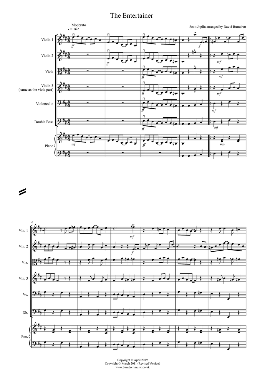 The Entertainer for String Orchestra String Orchestra scores gallery preview page 1