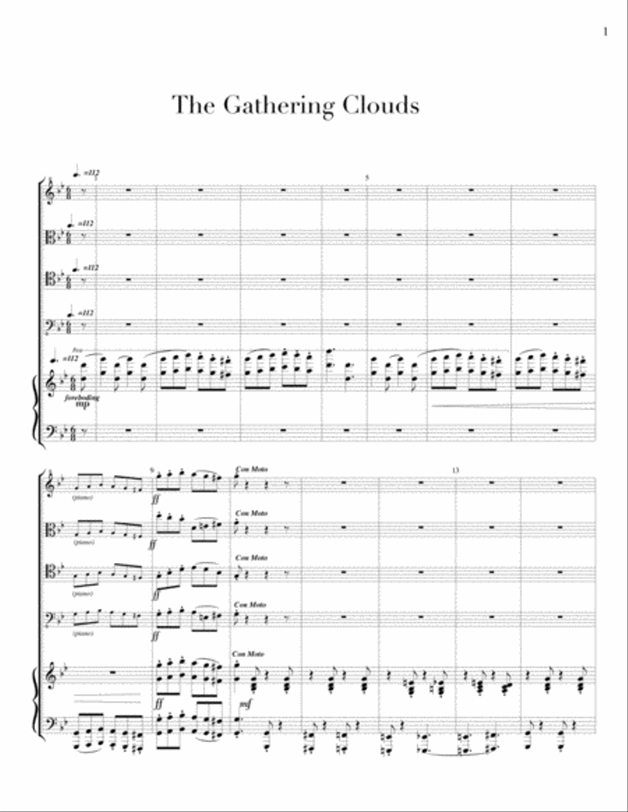 The Gathering Clouds Piano Quintet scores gallery preview page 1