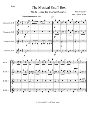 Musical Snuff Box by Lyadov for clarinet quartet