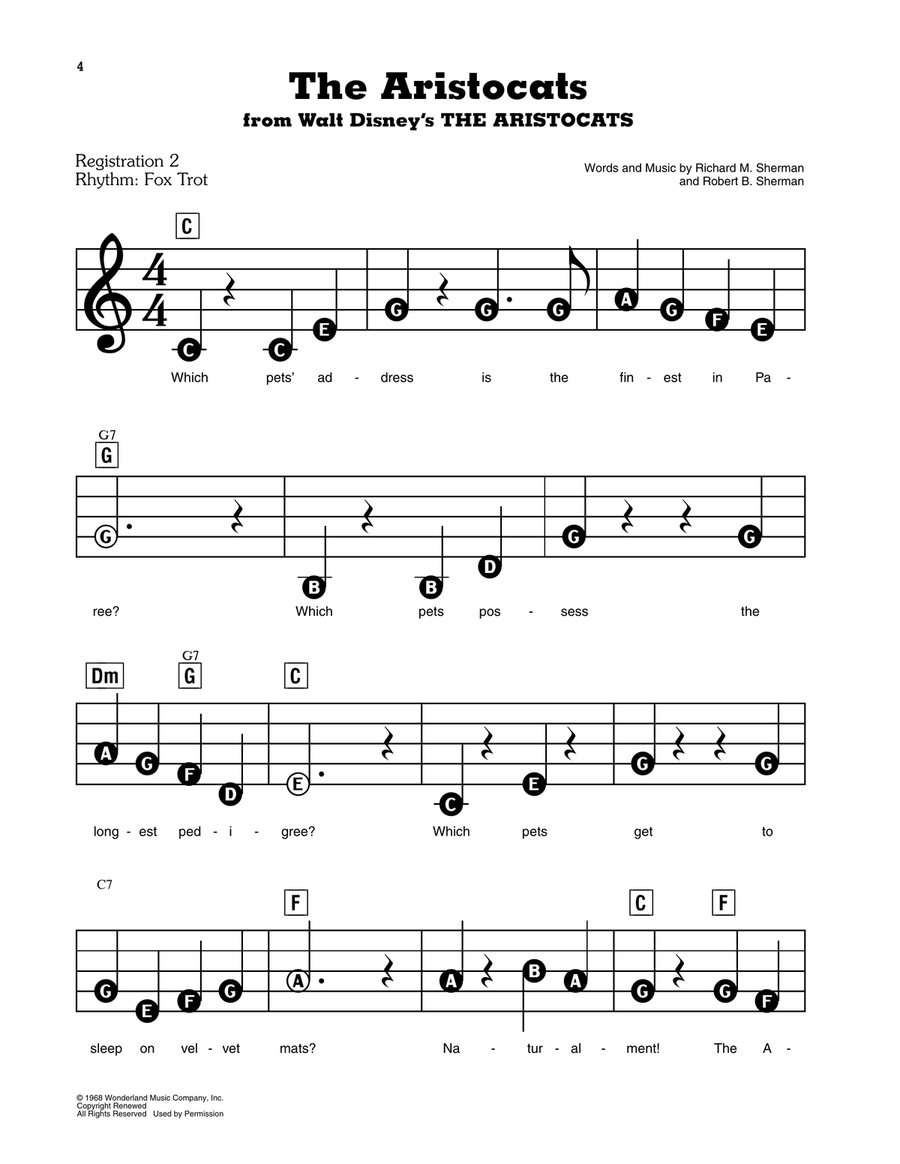 The Aristocats Electronic Keyboard scores gallery preview page 1