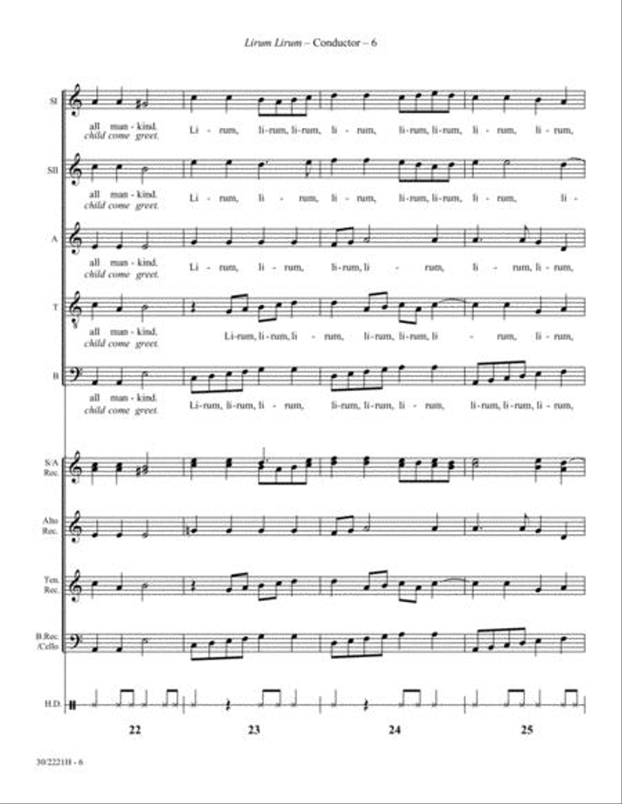 Lirum Lirum - Instrumental Concert Score and Parts Set of Parts scores gallery preview page 6