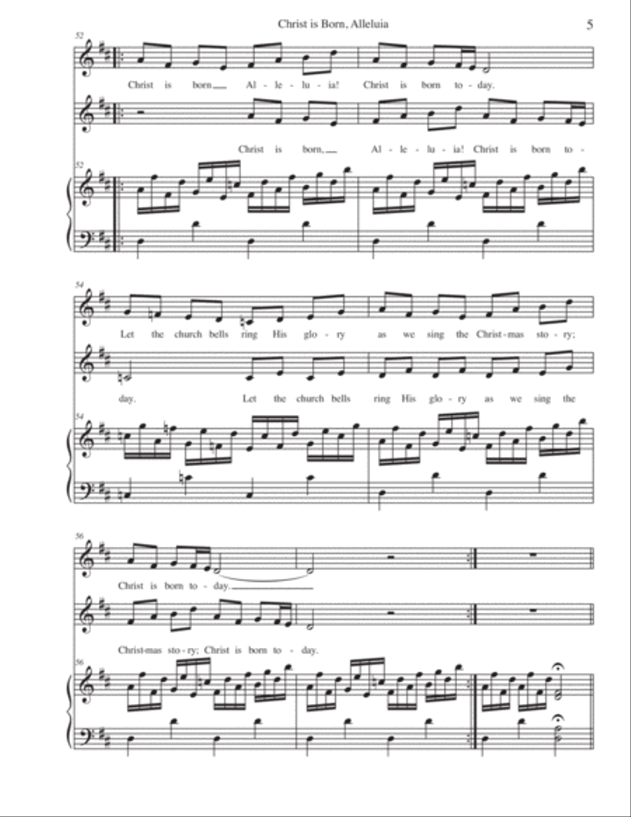 Christ is Born, Alleluia Christ is Born, Alleluia Choir scores gallery preview page 5