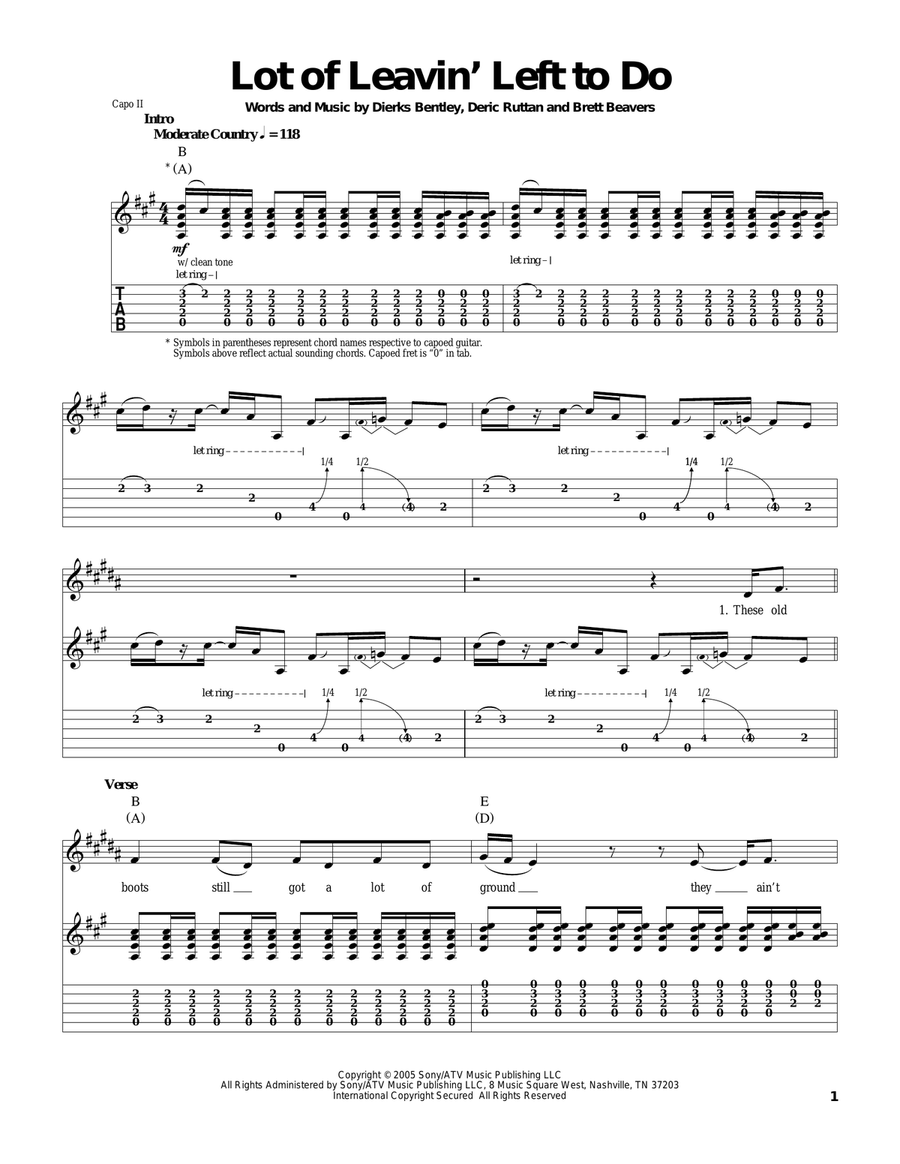 Lot Of Leavin' Left To Do Acoustic Guitar scores gallery preview page 1