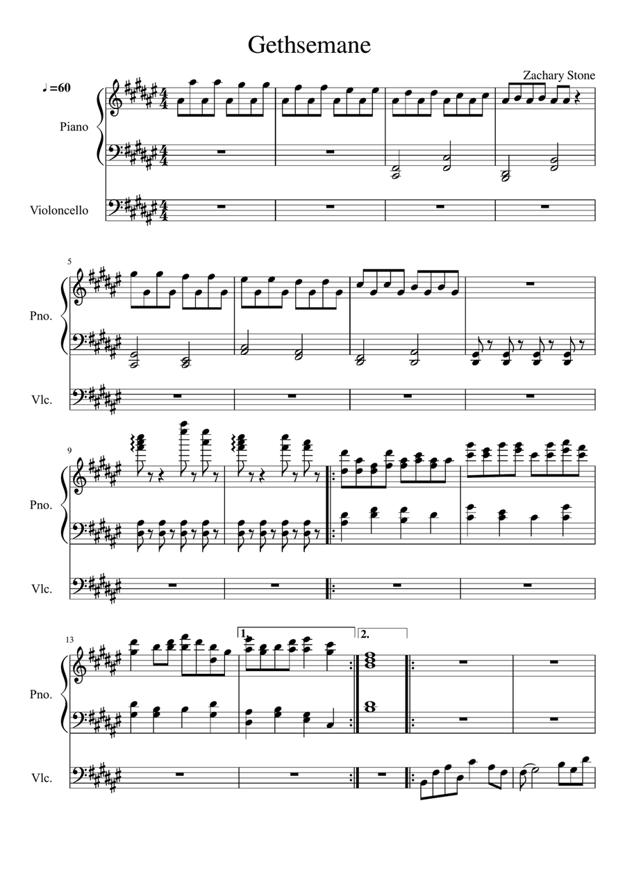 Gethsemane Piano scores gallery preview page 1