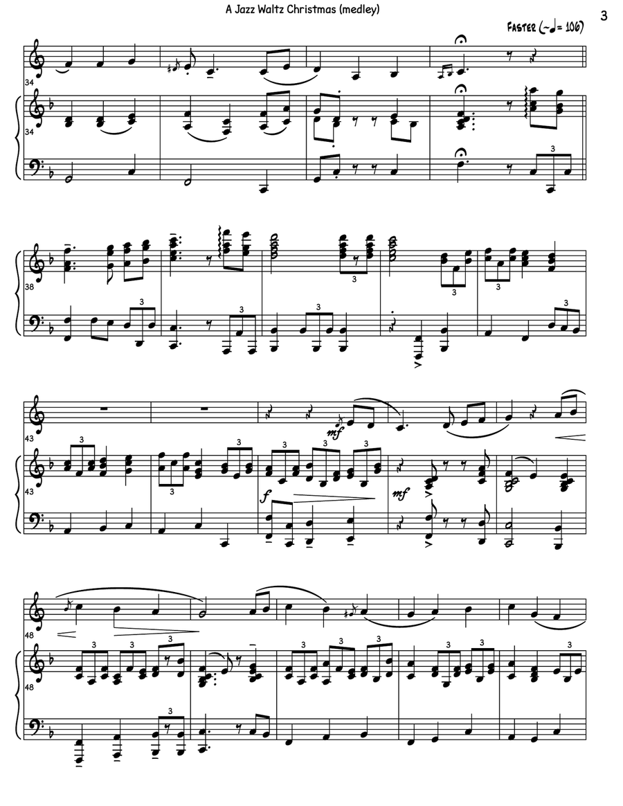 A Jazz Waltz Christmas (medley) Piano scores gallery preview page 6