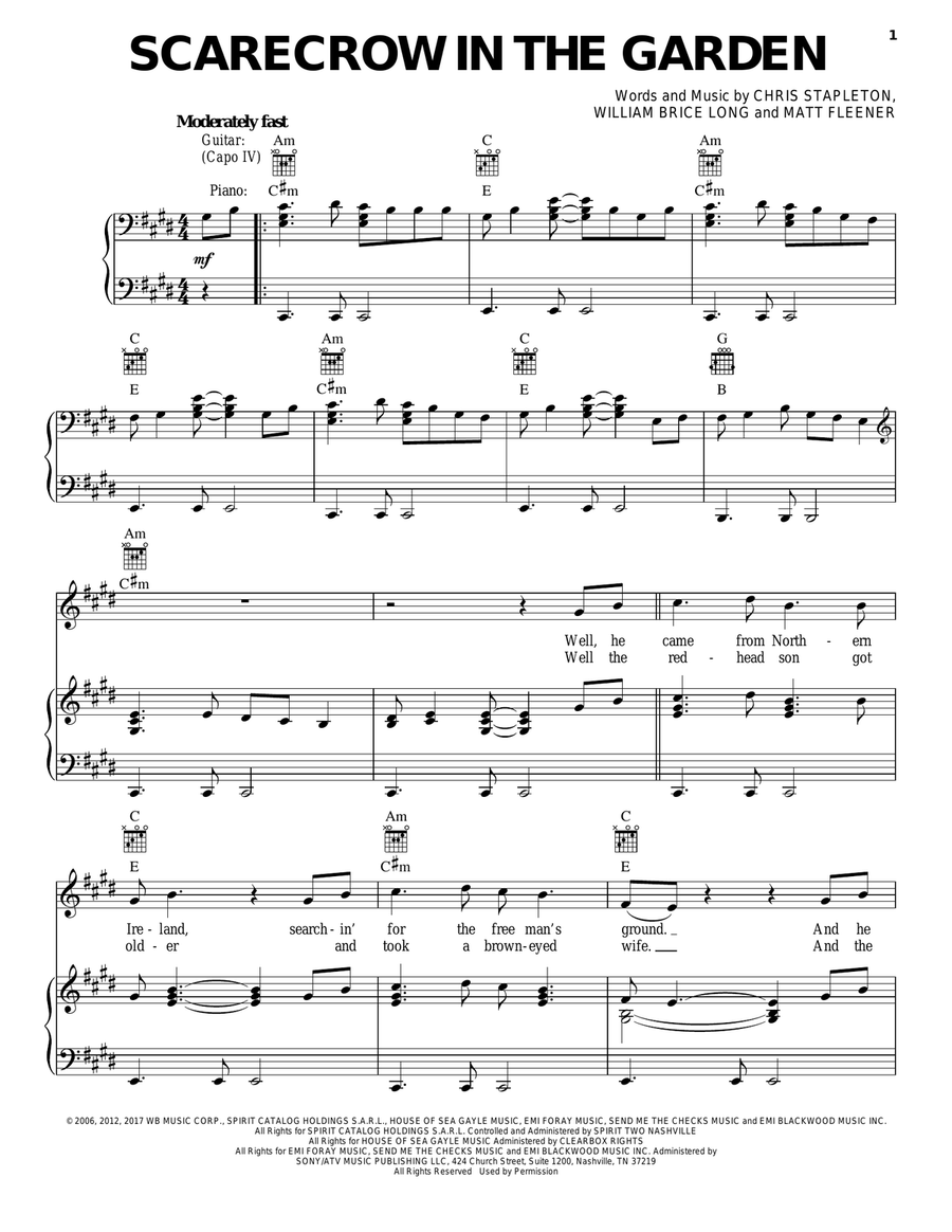 Scarecrow In The Garden Piano, Vocal, Guitar scores gallery preview page 1