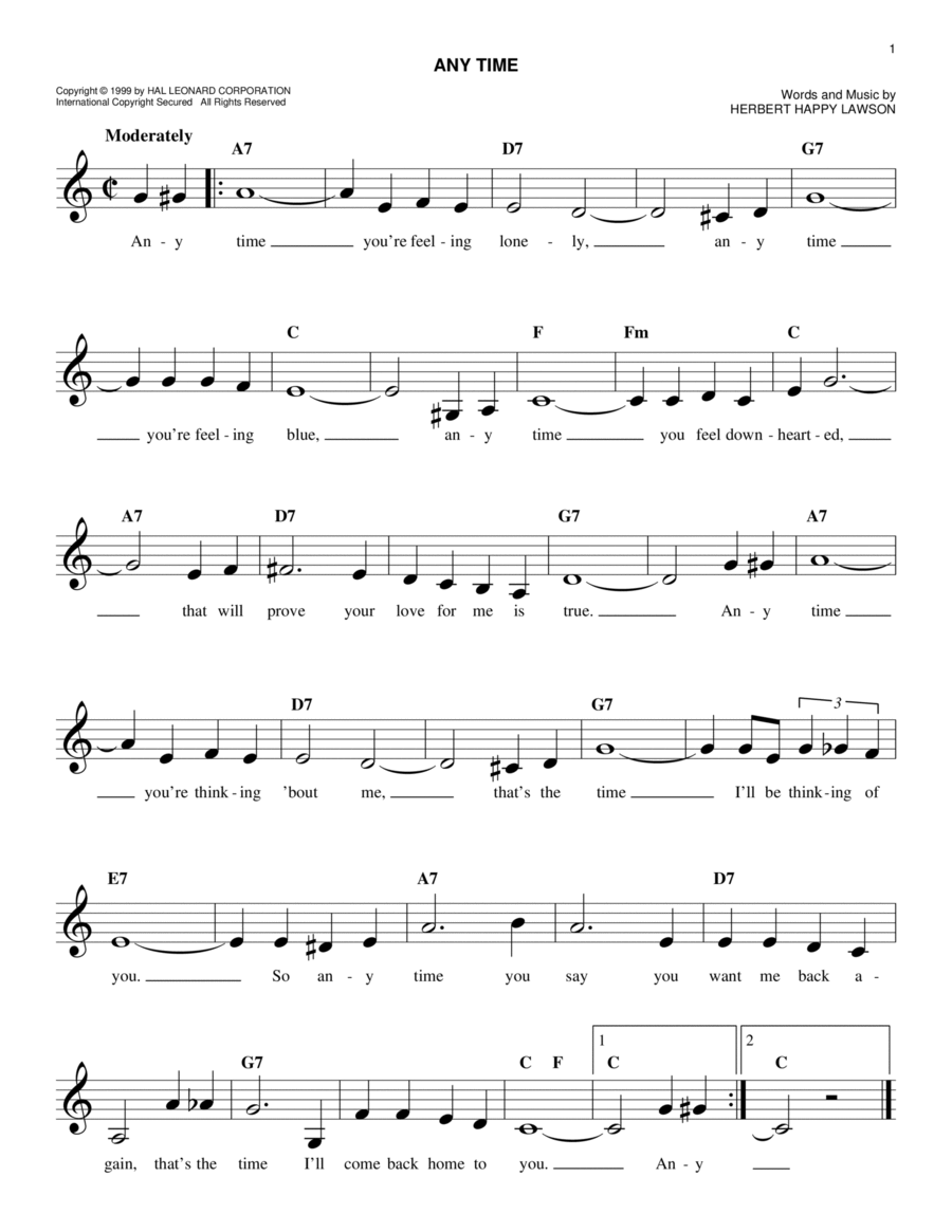 Any Time Guitar scores gallery preview page 1