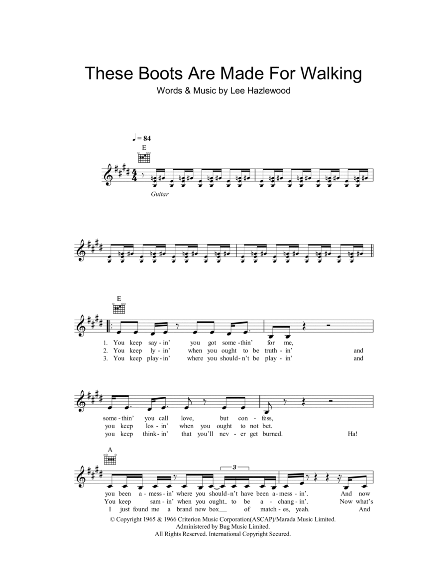 These Boots Are Made For Walking Piano scores gallery preview page 1