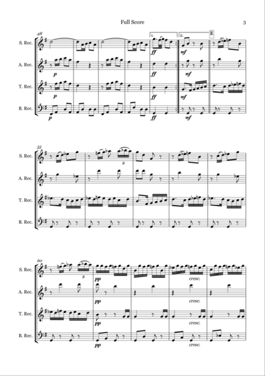 La Entra de la Mutra Pasodoble for Recorder Quartet Small Ensemble scores gallery preview page 4