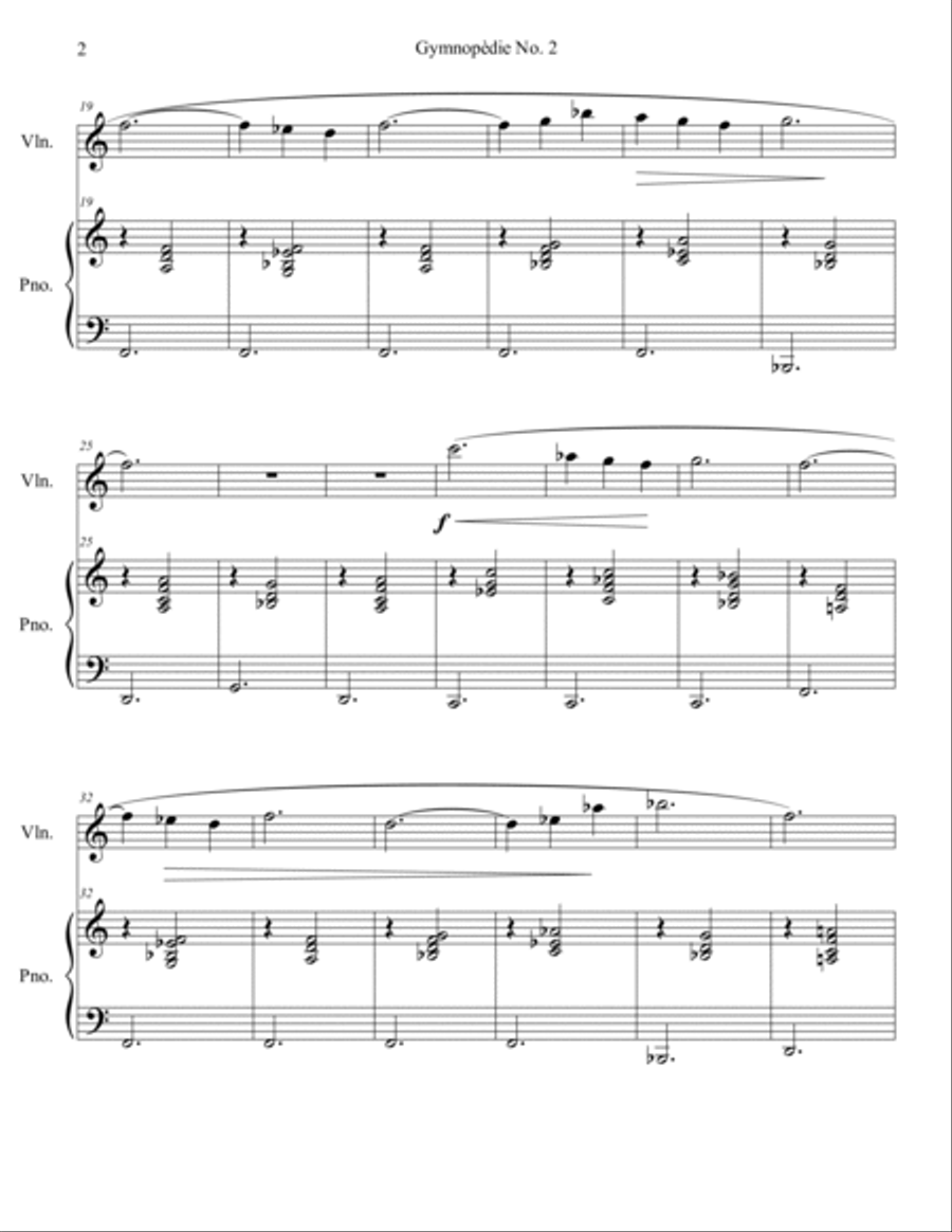 Gymnopédie No. 2 Violin Solo scores gallery preview page 3