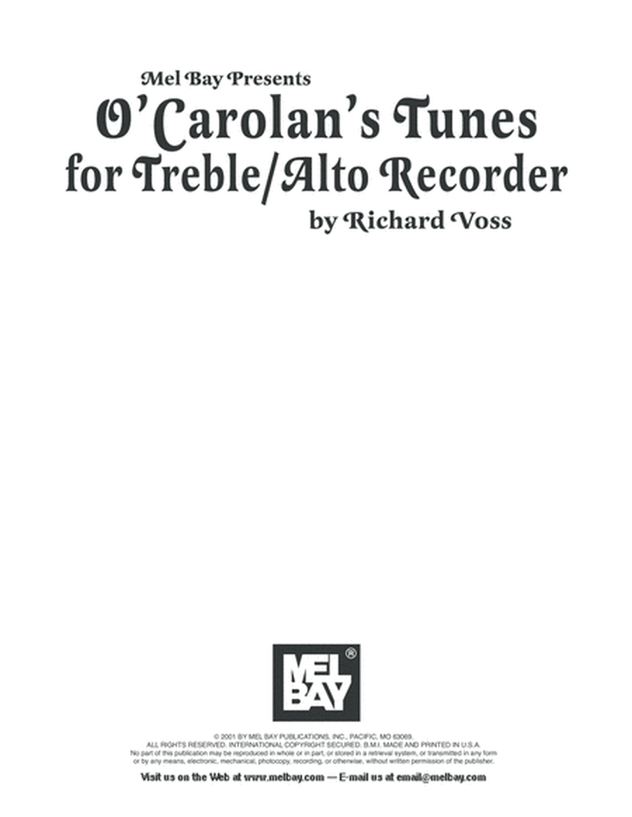 O'Carolan's Tunes for Treble/Alto Recorder