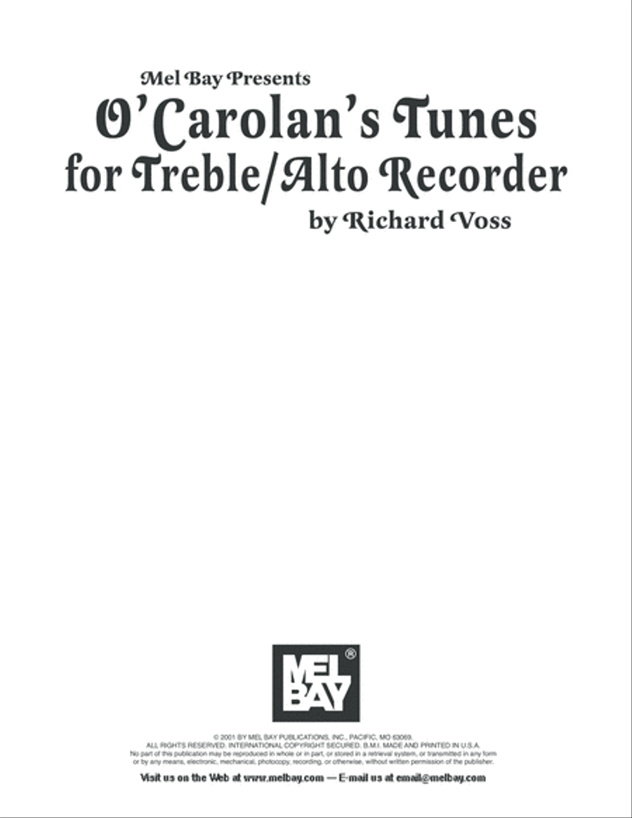 O'Carolan's Tunes for Treble/Alto Recorder