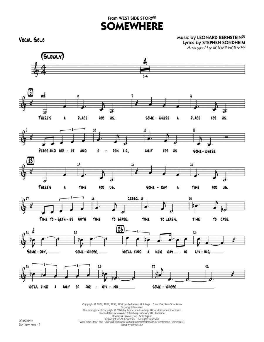 Somewhere (from West Side Story) - Vocal Solo Jazz Ensemble scores gallery preview page 1