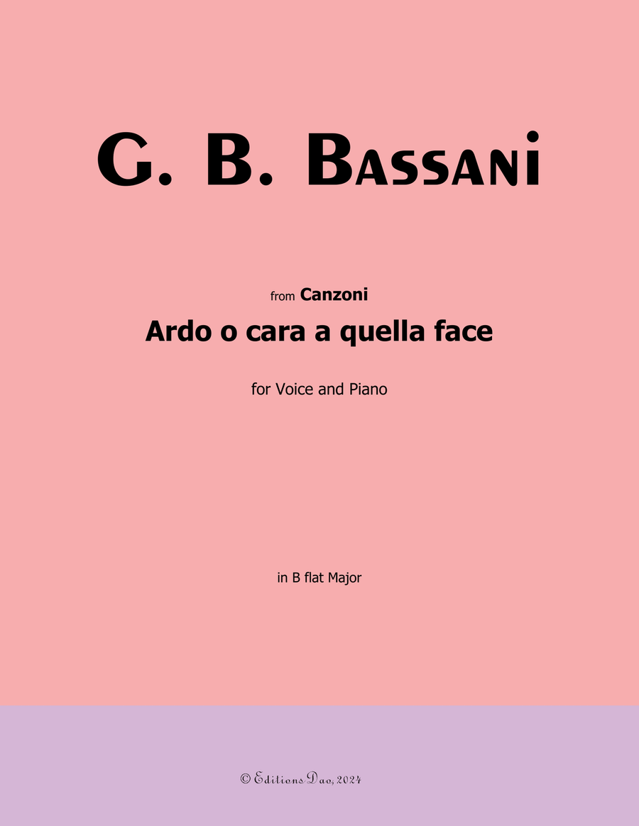 Ardo o cara a quella face, by Bassani, in B flat Major Voice scores gallery preview page 1