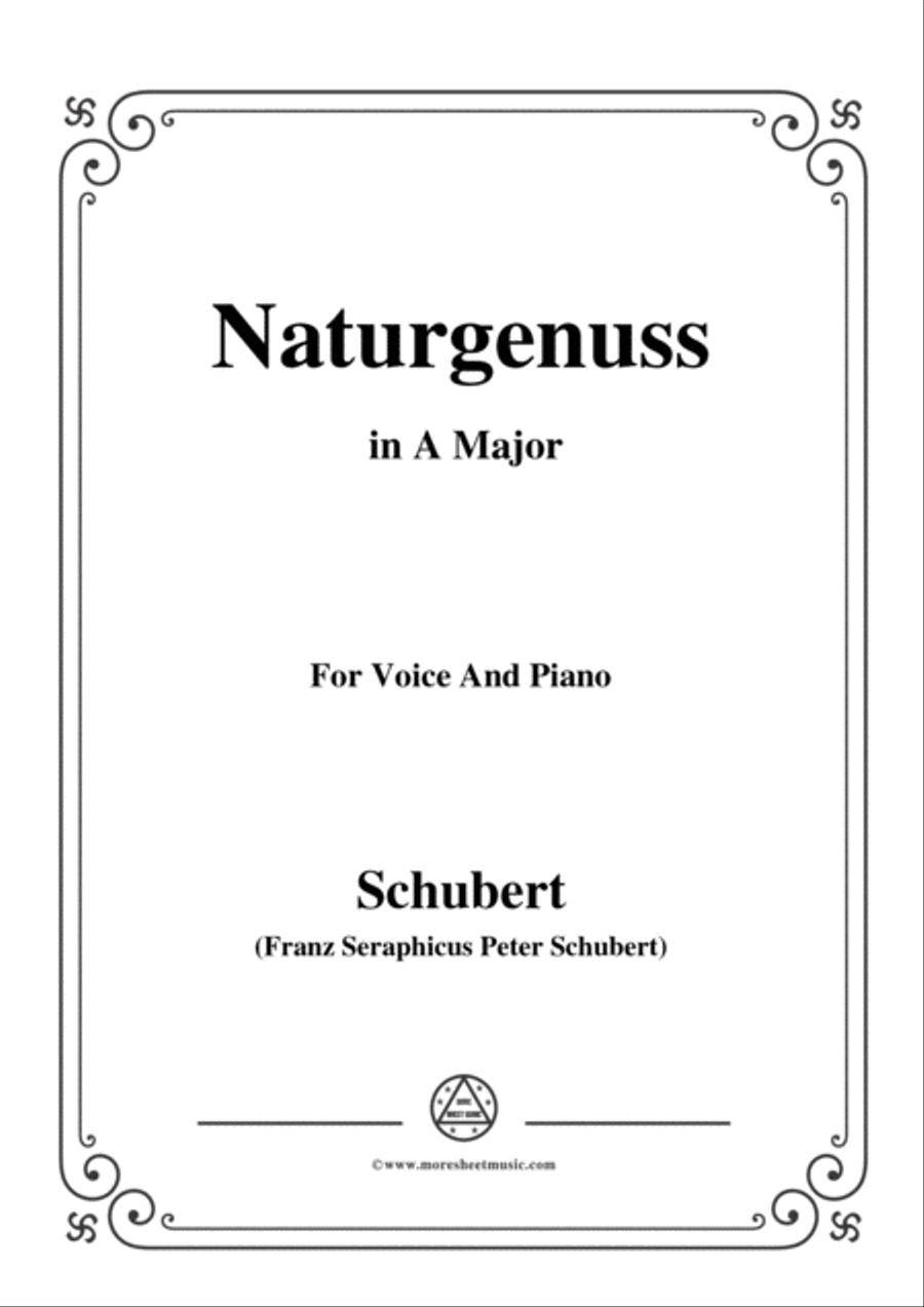 Book cover for Schubert-Naturgenuss,in A Major,for Voice&Piano