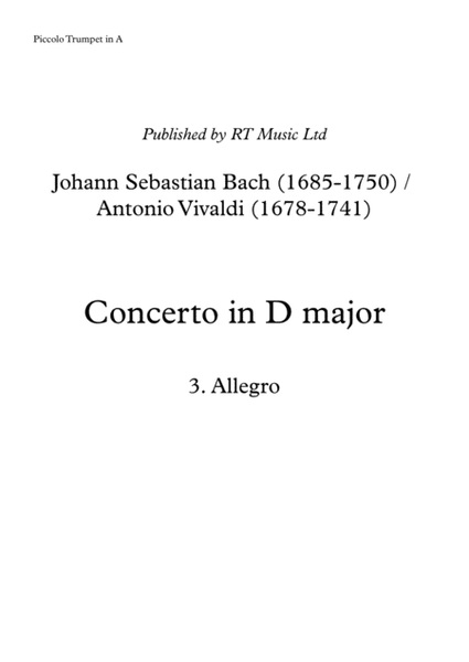 Bach BWV972 / Vivaldi RV230 Concerto in D Major 3. Allegro