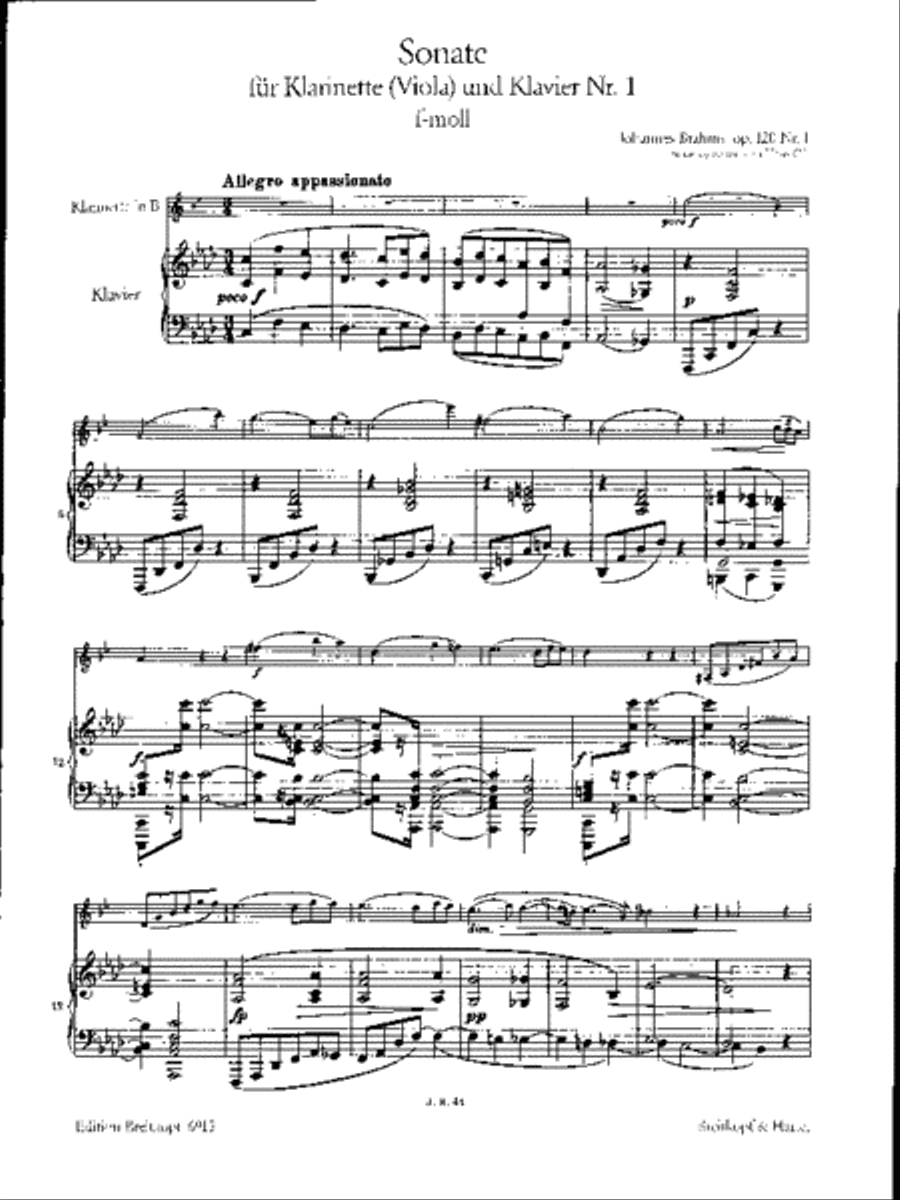 Sonata No. 1 in F minor Op. 120/1 Clarinet Solo scores gallery preview page 2