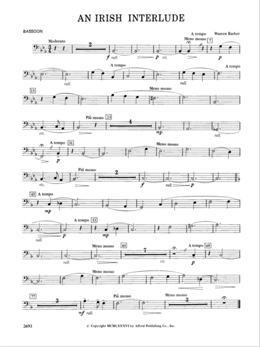 An Irish Interlude: Bassoon Concert Band scores gallery preview page 1