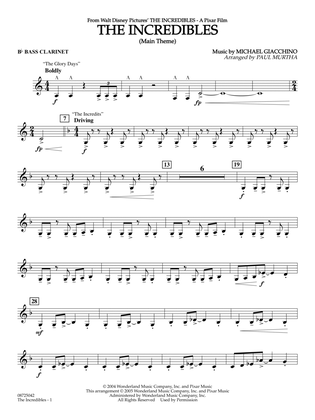 Book cover for The Incredibles (Main Theme) (arr. Paul Murtha) - Bb Bass Clarinet
