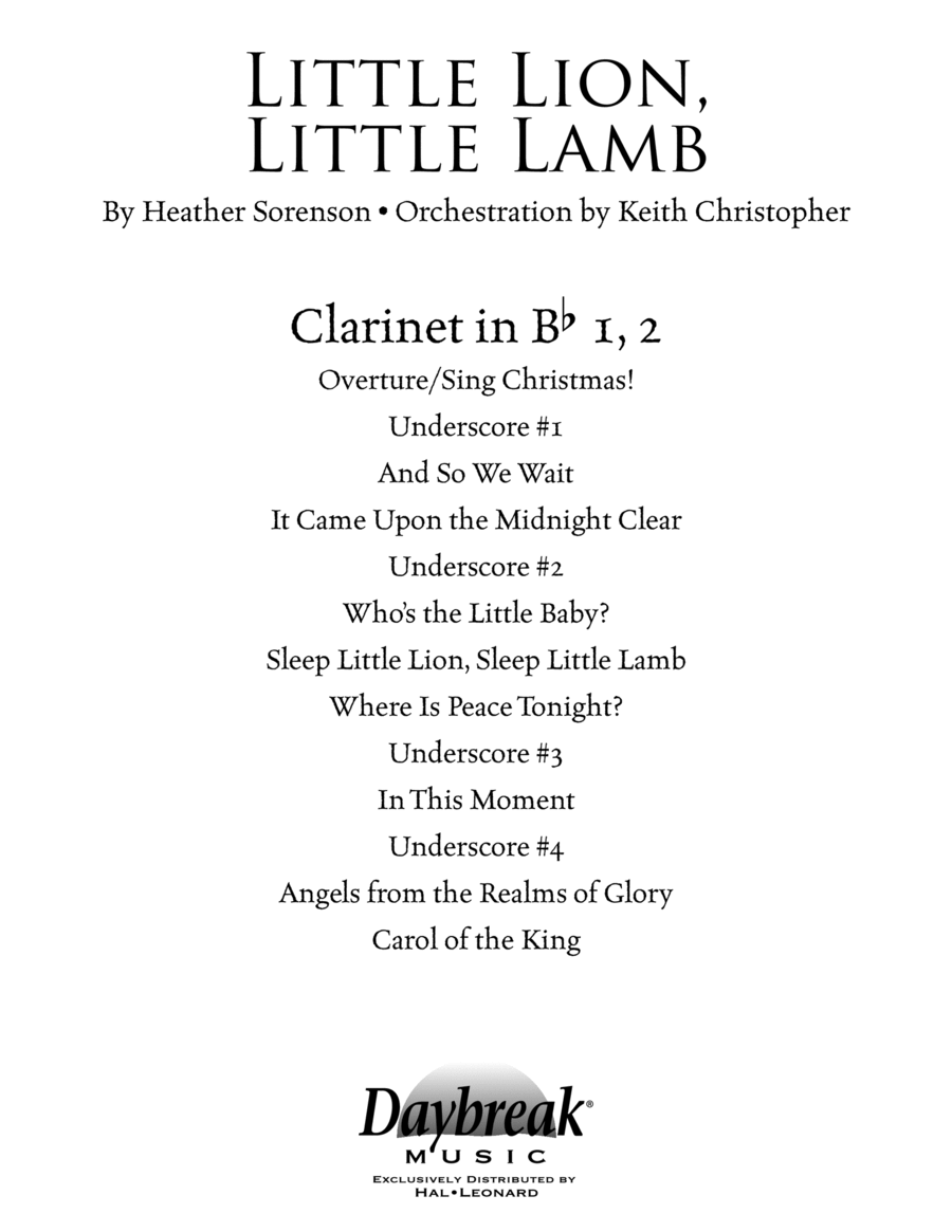 Little Lion, Little Lamb - Bb Clarinet 1 & 2