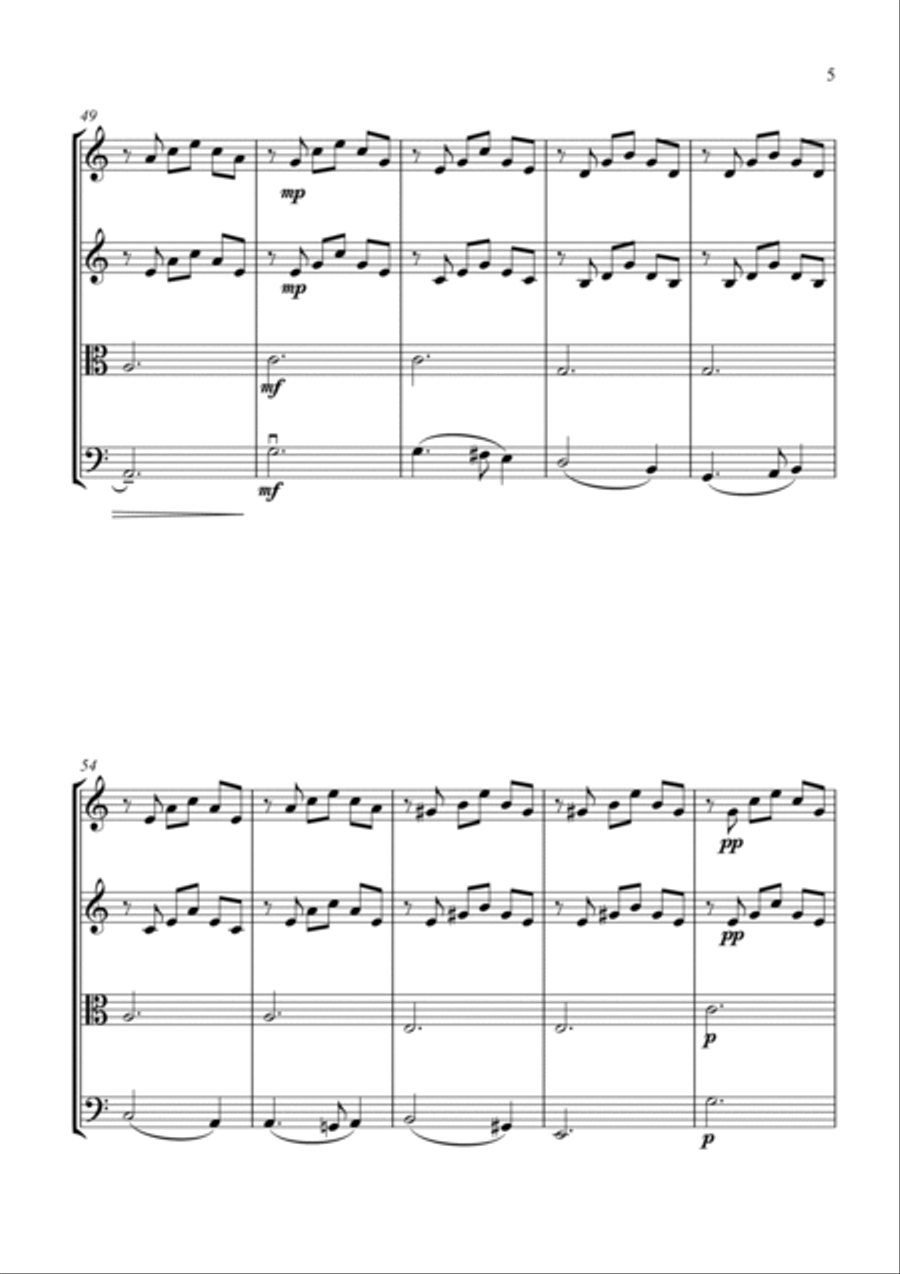 Greensleeves for String Quartet - Score and Parts String Quartet scores gallery preview page 5