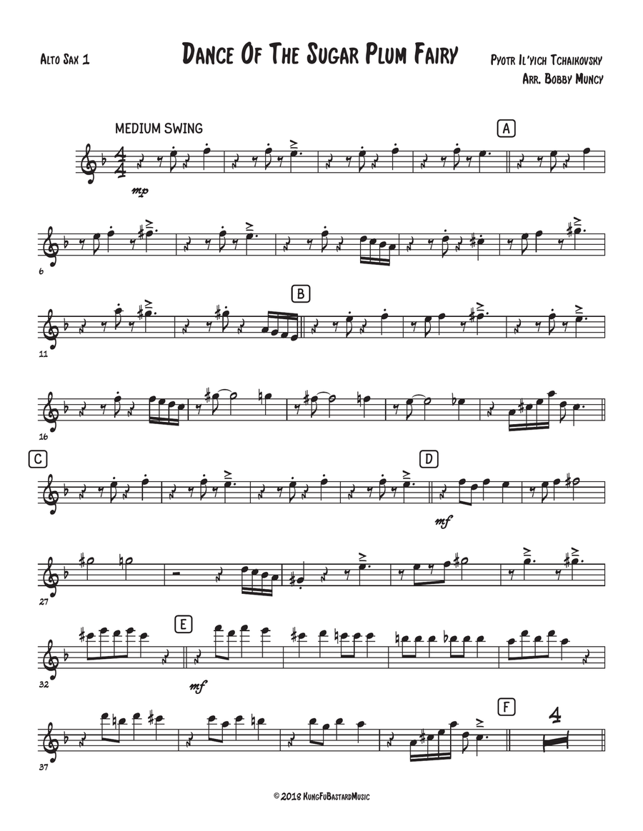 Dance of the Sugar Plum Fairy Saxophone Quartet SATB or AATB Saxophone Quartet scores gallery preview page 3