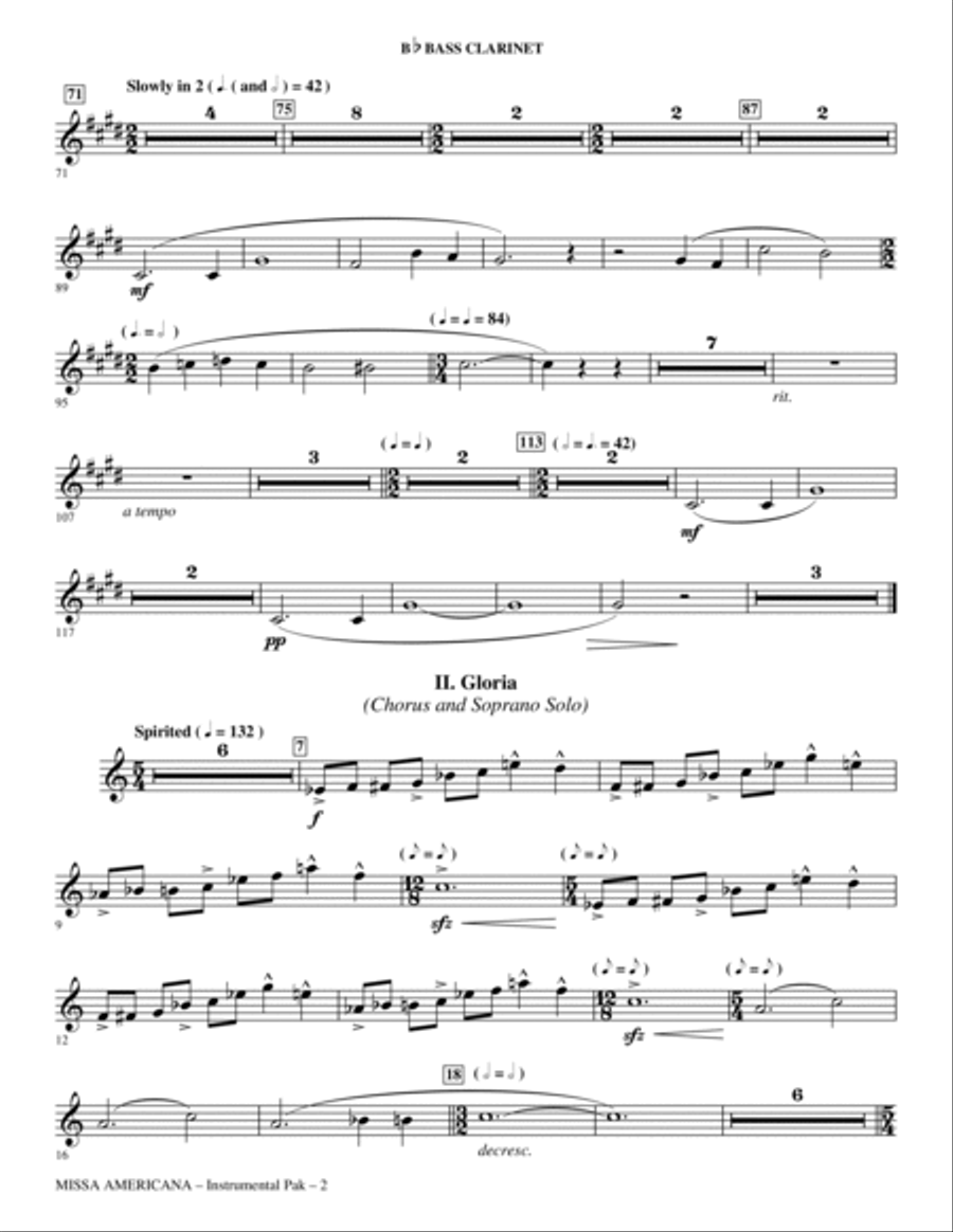 Missa Americana - Bb Bass Clarinet Choir scores gallery preview page 2