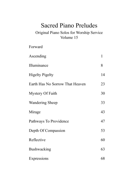 Jazz Piano Preludes, Volume 15