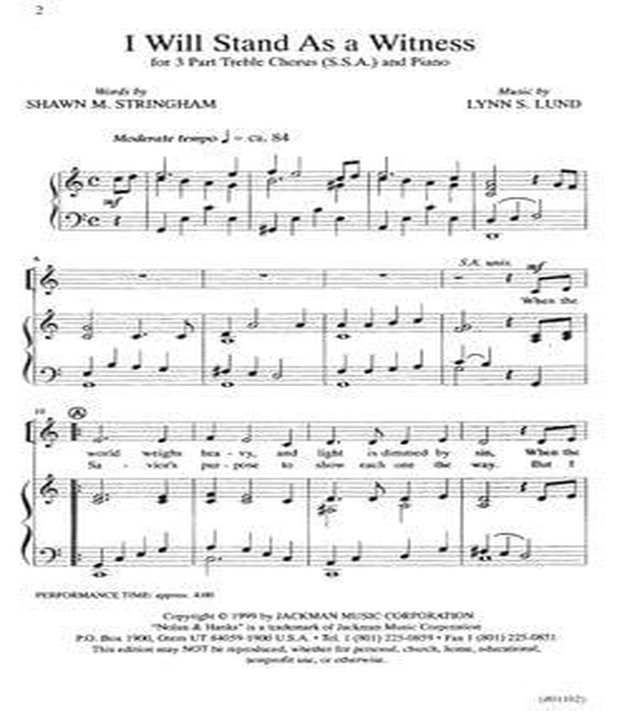 I Will Stand as a Witness - SSA SSA scores gallery preview page 2
