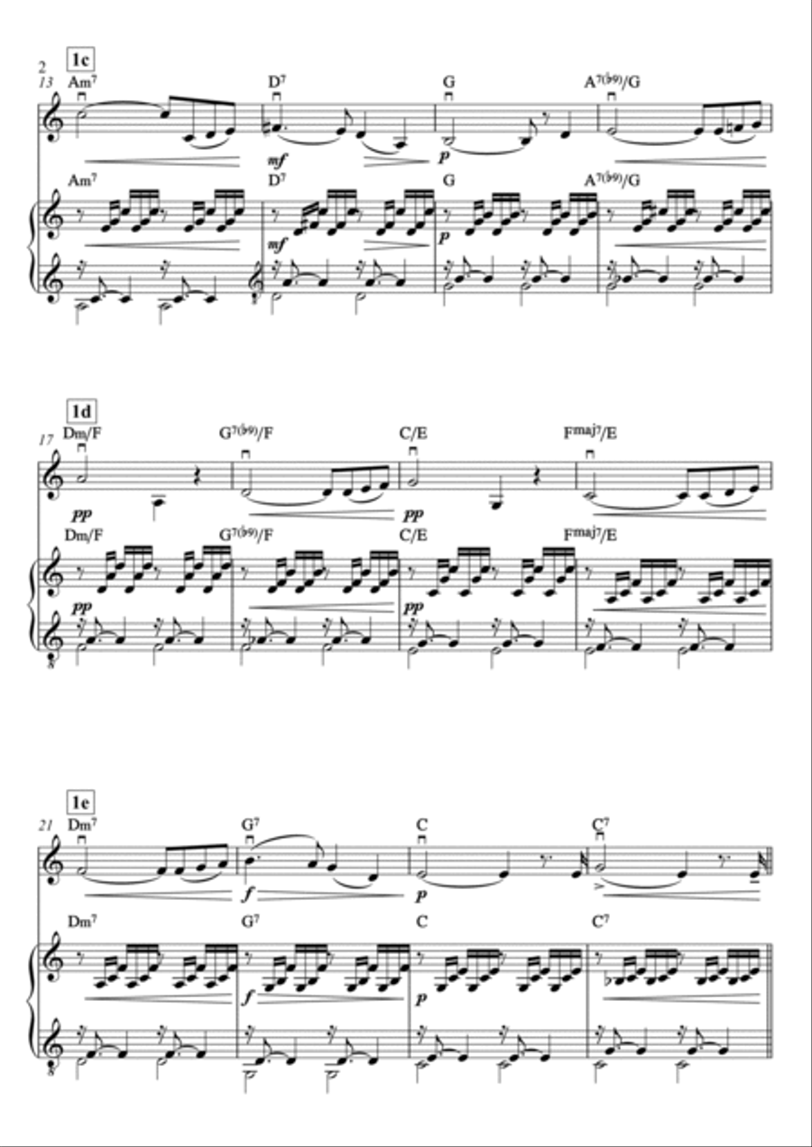 J.S. Bach - C. Gounod -- Ave Maria (meditative melody) -- violin&piano duet with lead sheet Violin scores gallery preview page 2