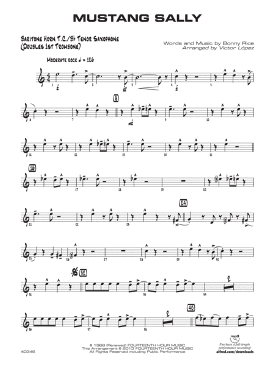 Mustang Sally: Baritone T.C. Jazz Ensemble scores gallery preview page 1