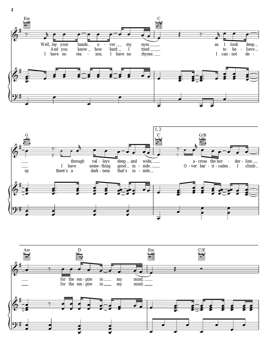 Empire In My Mind Empire In My Mind Piano, Vocal, Guitar scores gallery preview page 2