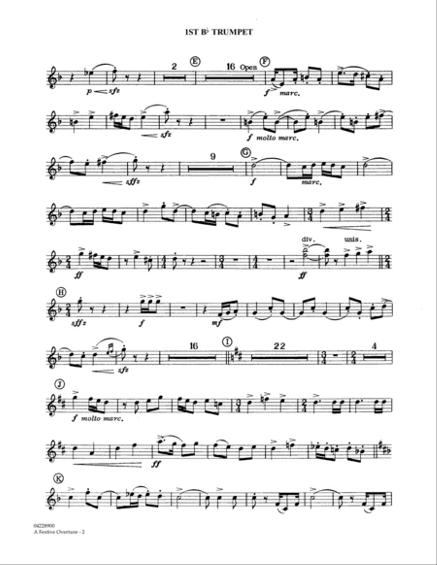 A Festive Overture - 1st Bb Trumpet B-Flat Trumpet scores gallery preview page 2