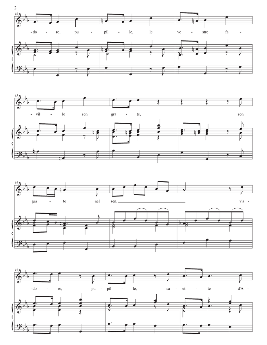 HANDEL: V'adoro, pupille (transposed to E-flat major) Piano, Vocal scores gallery preview page 3