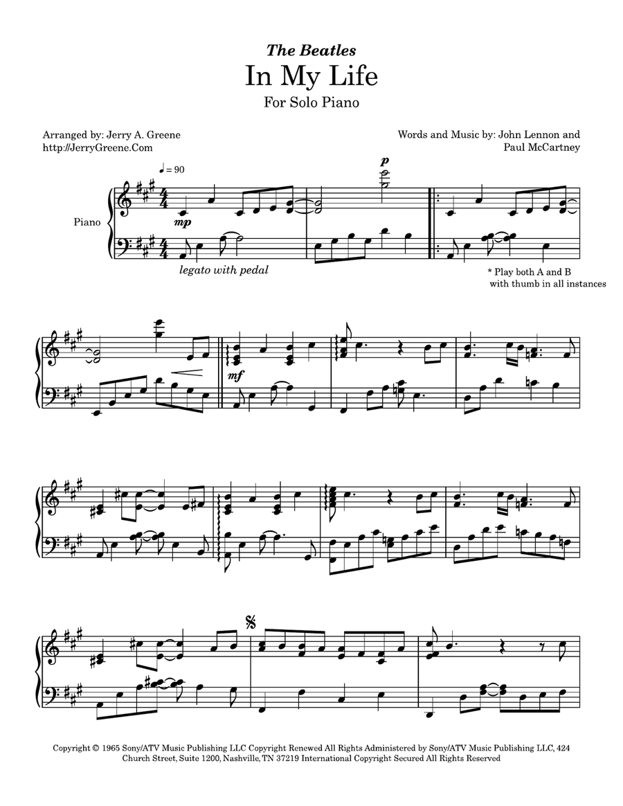 In My Life In My Life Piano Solo scores gallery preview page 2