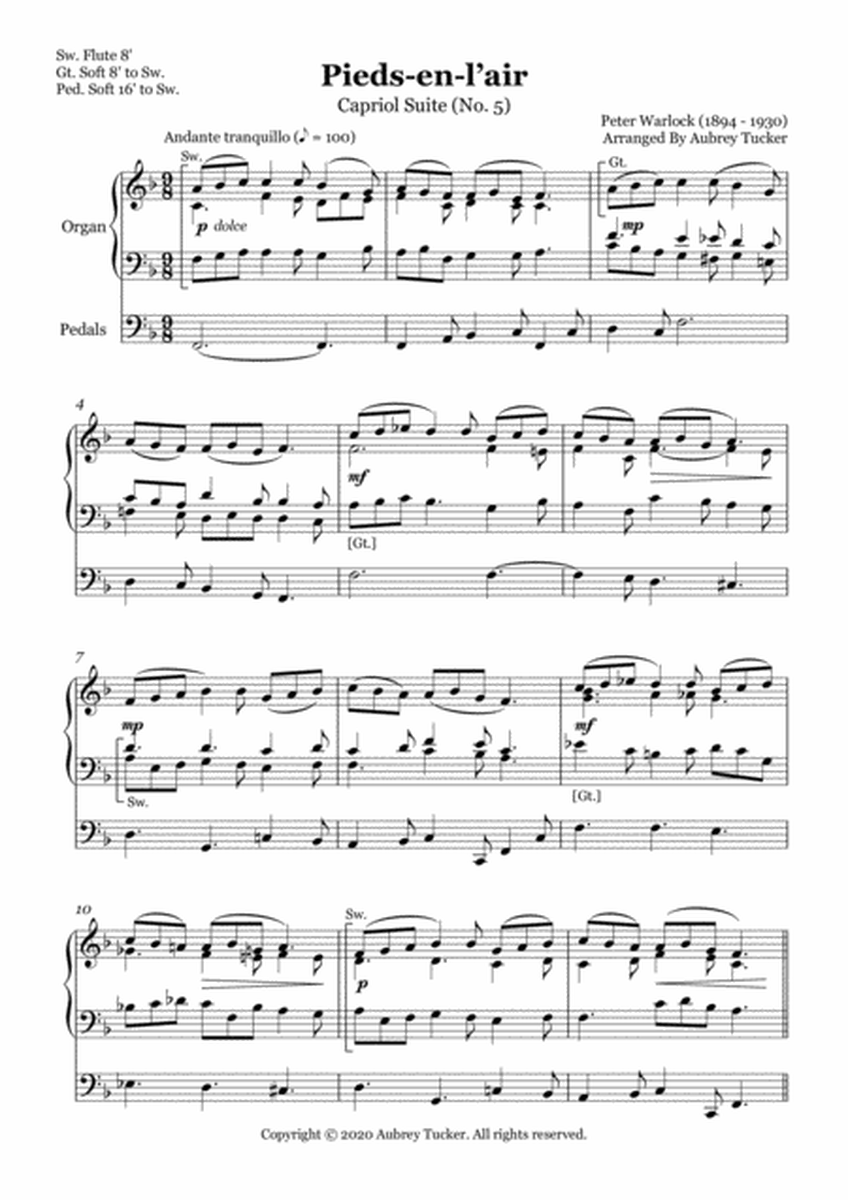 Organ: Pieds-en-l'air (Capriol Suite, No. 5) - Peter Warlock image number null