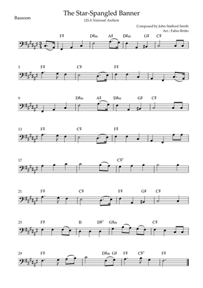 The Star Spangled Banner (USA National Anthem) for Bassoon Solo with Chords (F# Major)