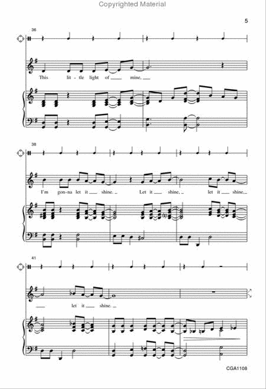 This Little Light of Mine (Unison/Two-part) Unison Choir scores gallery preview page 6