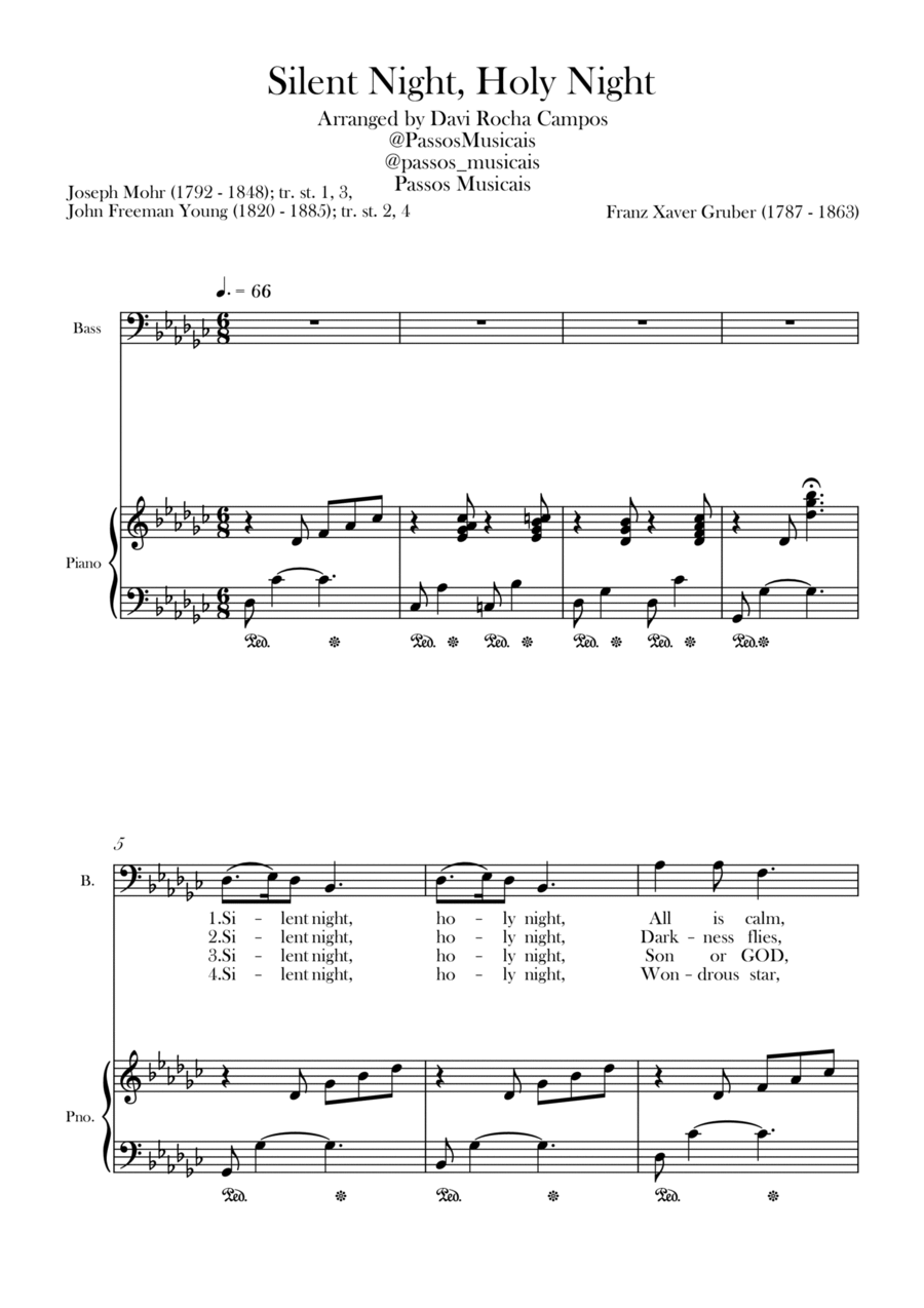 Silent Night, Holy Night Bass Voice scores gallery preview page 1