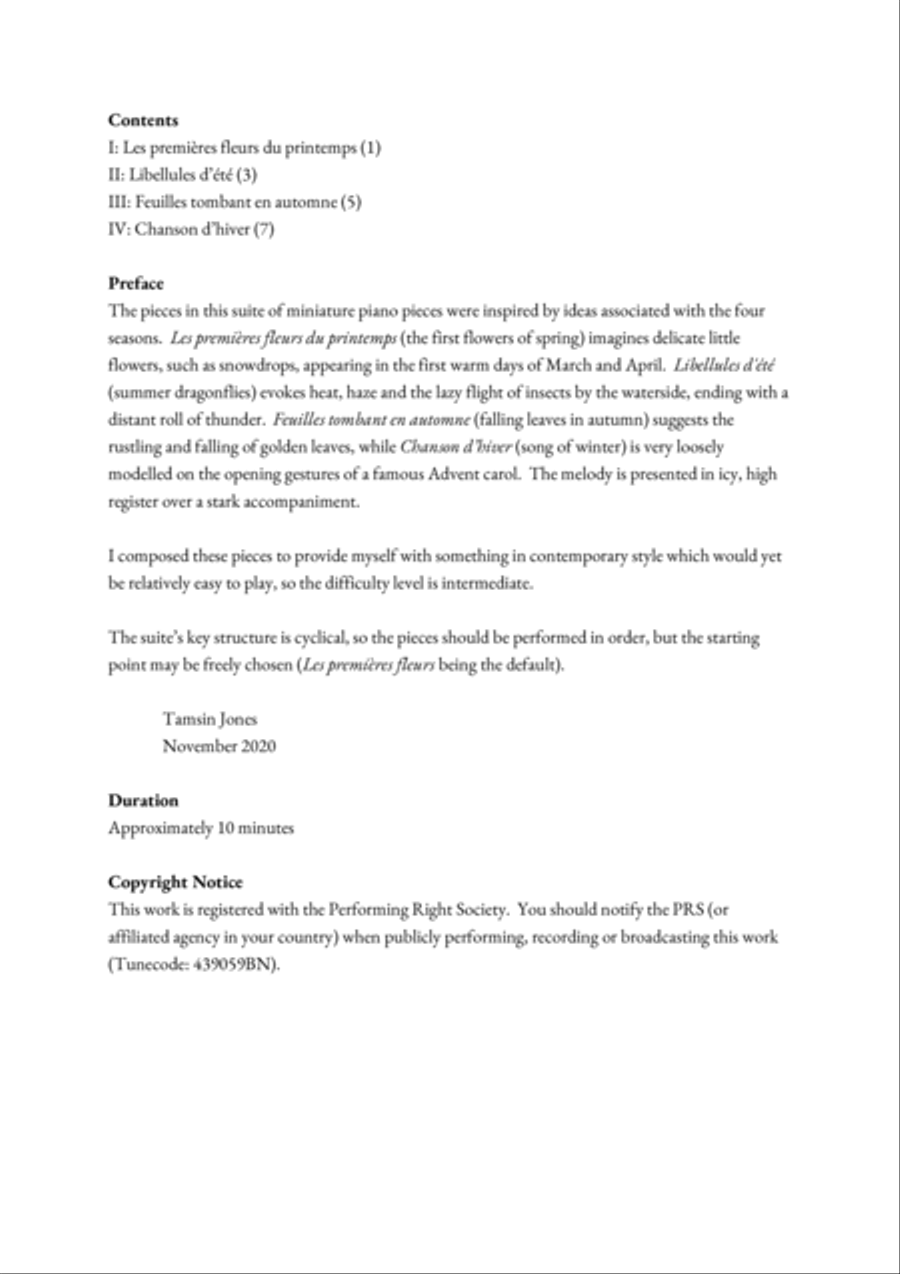 Scènes des quatre saisons Piano Solo scores gallery preview page 2